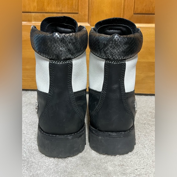 Timberland Men's Premium 6" Black Boots Social Scene black white leather size 11 - Picture 5 of 13